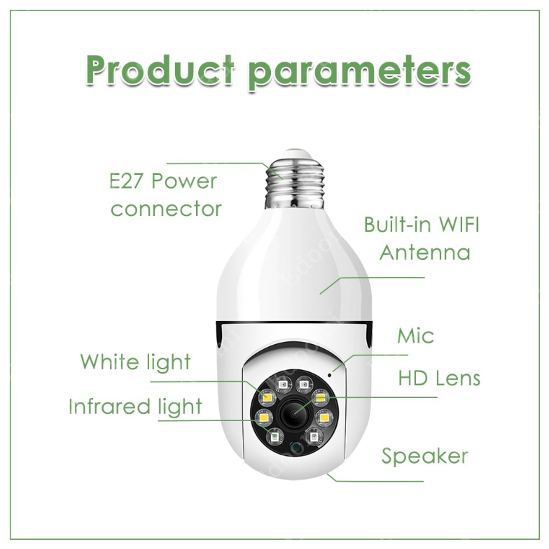 Light Bulb HD WIFI Camera Product Parameters