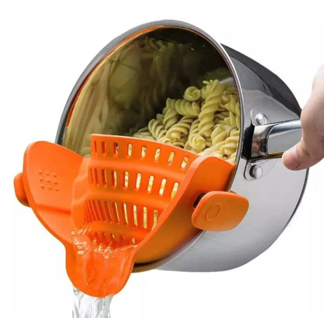 Orange Silicone Pot Strainer