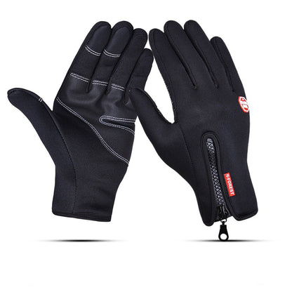 Outdoor waterproof gloves touch screen men and women windproof riding zipper sports winter warm fleece climbing ski gloves