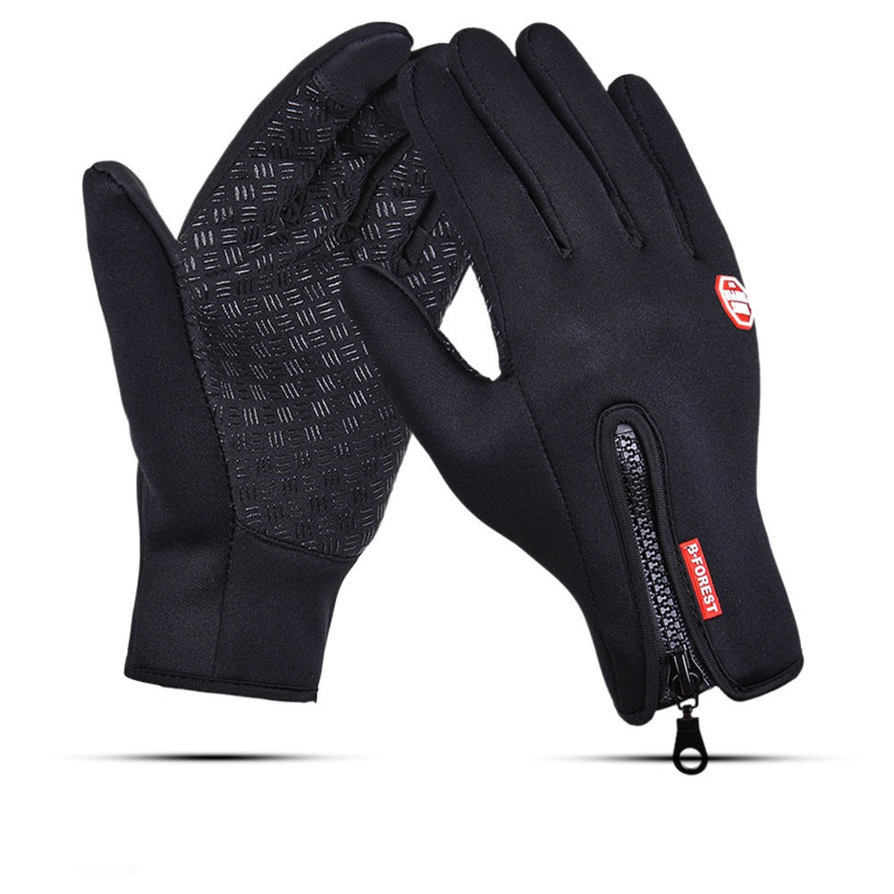 Outdoor waterproof gloves touch screen men and women windproof riding zipper sports winter warm fleece climbing ski gloves