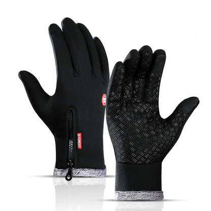 Outdoor waterproof gloves touch screen men and women windproof riding zipper sports winter warm fleece climbing ski gloves