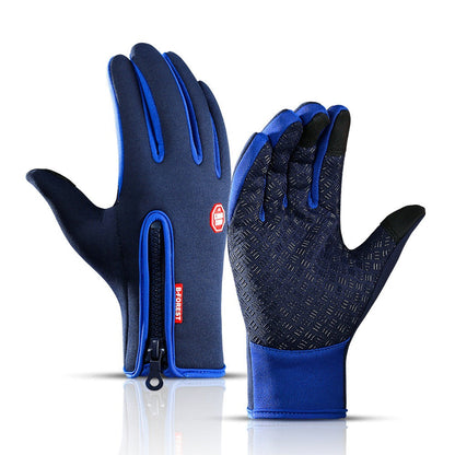 Outdoor waterproof gloves touch screen men and women windproof riding zipper sports winter warm fleece climbing ski gloves