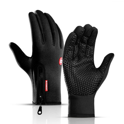 Outdoor waterproof gloves touch screen men and women windproof riding zipper sports winter warm fleece climbing ski gloves